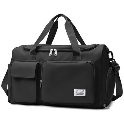 Suruid Sports Gym Duffel Bag with Shoes Compartment and Dry Wet Medium, Black