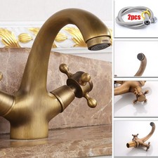 Antik Messing Waschtisch Armatur Retro Wasserhahn Bad Waschbecken Mischbatterie