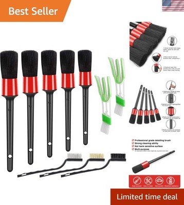 10pcs Auto Car Detailing Brush Set Car Interior Cleaning Kit Includes 5 Boar ...