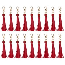 18pcs PU Leather Tassels 5.9 Inch Keychain Charm with Lobster Swivel Red