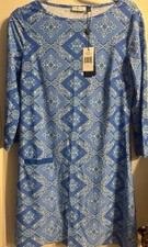New-Cabana Life Windmere Cabana Shift Dress UPF 50 Size S~Blue/white