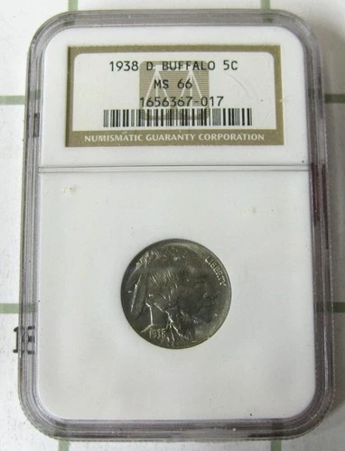 1938-D Buffalo Nickel Denver Mint 5c NGC Graded MS 66 - BINo