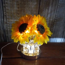Sunflower Table Lamp, Dimmable LED Artificial Flower Lamp Touch Lamp with Cub...