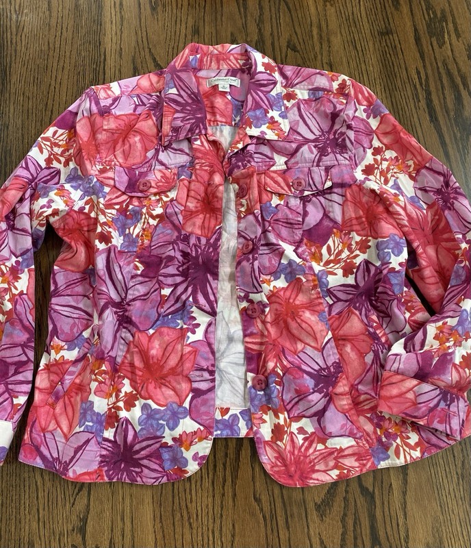 Coldwater Creek, Cotton Stretch Light Floral Jacket, Women’s XL