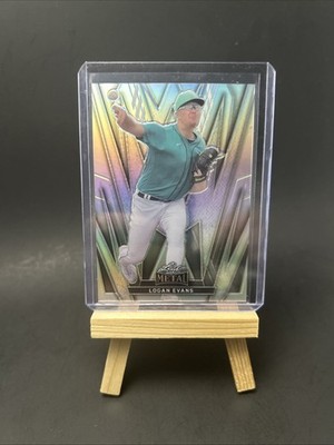 Logan Evans 2024 Leaf Metal Silver Refractor /185 Mariners 