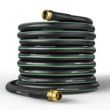 100FT 5/8' Rubber Garden Hose Heavy Duty Water Hose Male to Female, Burst 600PSI