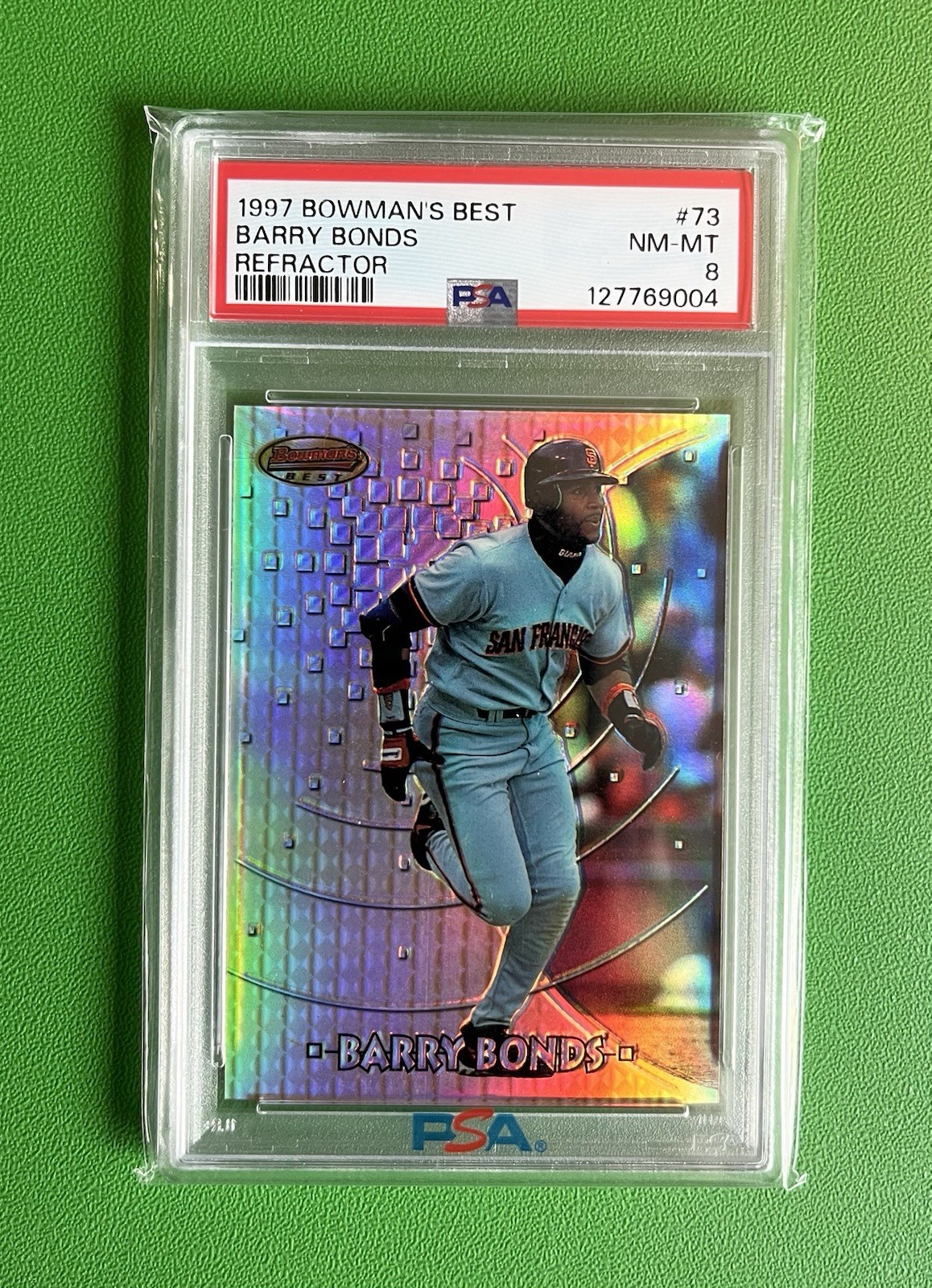 1997 Bowman's Best Barry Bonds Refractor #73 PSA 8 San Francisco Giants 