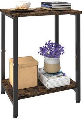 2 Tier Side Table, Heavy Duty End Table with Shelves, Narrow nightstand Table...