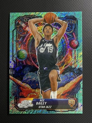 2025-26 Topps Chrome Cosmic Propulsion Ace Bailey RC Aqua Shimmer /199 Jazz Mint