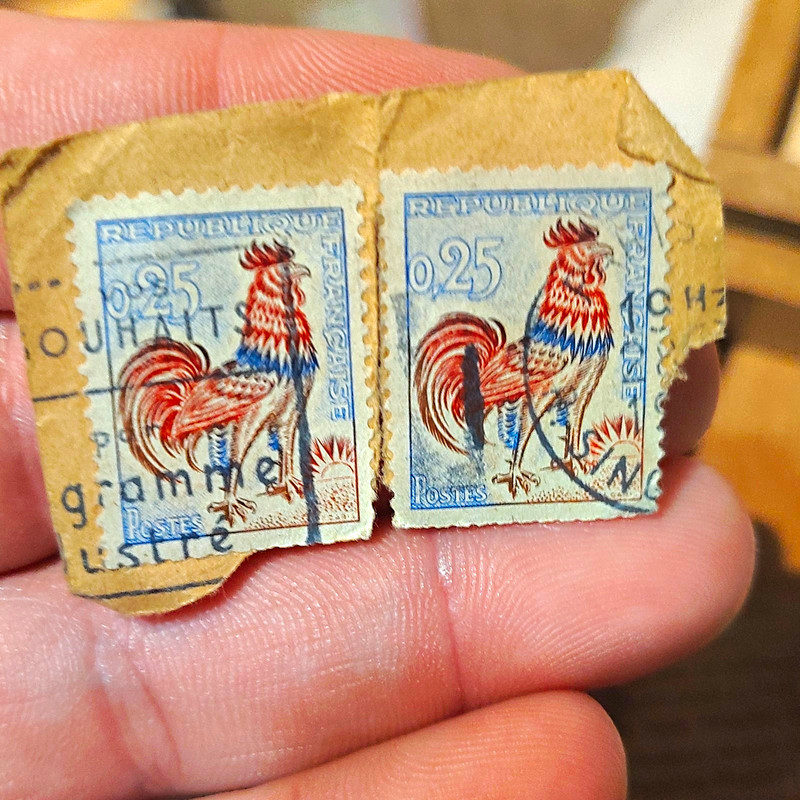 France & Colonies 0.25 Pre-Decimal Postage Stamps Rooster Used Handstamped