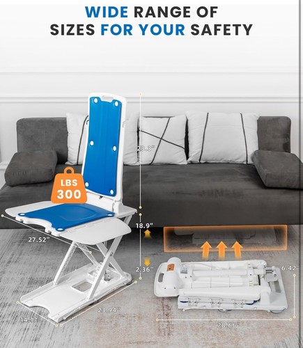 Maidesite Electric Floor Lift For Elderly – Raises To 20", Supports 300 Lbs – Blue, Foldable
