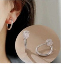 Pendientes de aro de plata brillante de ajuste cómodo de 1/2" con clip - Imagen 1 de 4