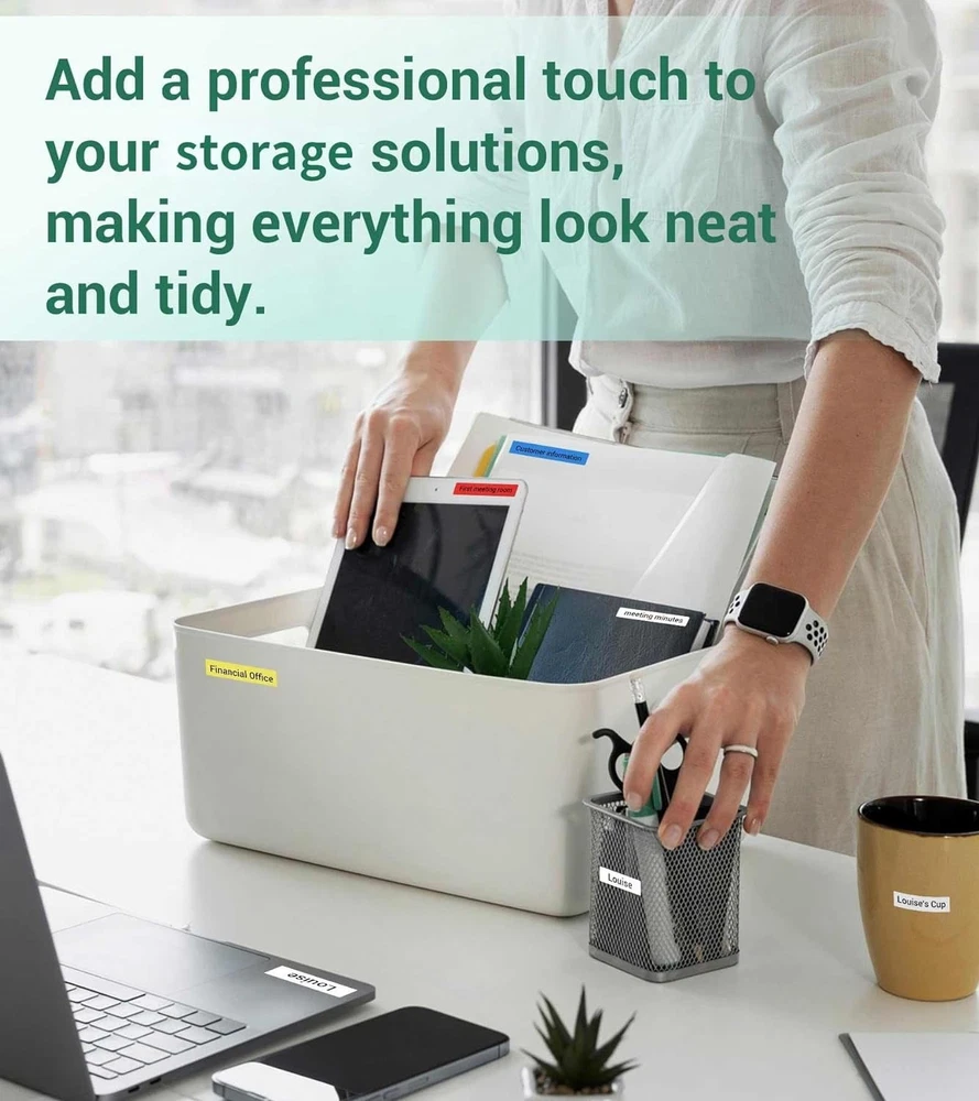 D210S Label Maker Machine with 4 Labels 6.5x5.8x2.5 Inch in Green