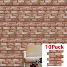 10Packs Brown Waterproof Brick Wall Stickers Self-adhesive Wallpaper Home Decor