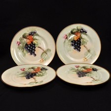 Limoges Plates Set of 4 Hand Painted Grapes w/Gold La Porcelaine 1905-1930's HTF