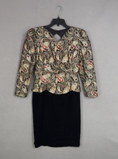 Talbots Scott McClintock Dress Womens 12 Paisley Jacquard V Neck Sheath Cocktail