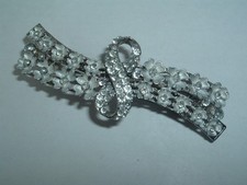 VINTAGE FLOWER SILVER TONE METAL HAIR BARRETTE UP DO HAIR ACCESSORY