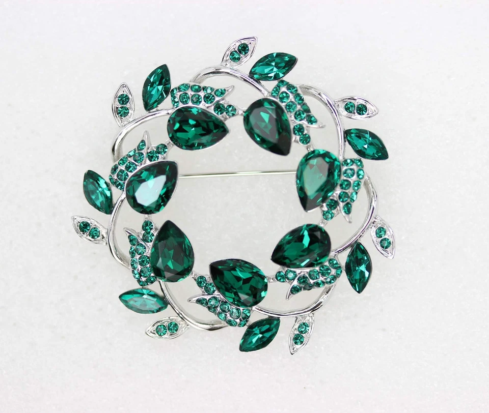Gorgeous Rhinestone Crystal Floral Wreath Brooch Pin for Women Wedding Party - Image 2 of 4