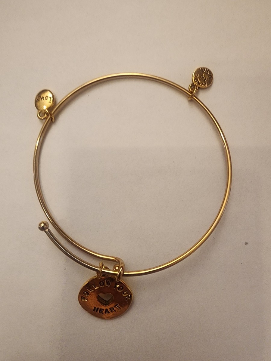 Inspirational Charm Bangle Bracelet "FOLLOW YOUR HEART” -"LOVE LIFE, LIVE LIFE" View 2