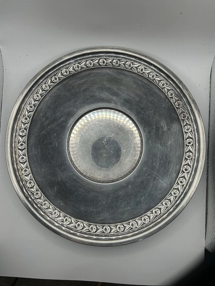 Посеребренный поднос и блюдо с узором Reed And Barton 1204 розы 1960-е 92,5% звезда - Изображение 3 из 4