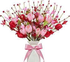 Valentine's Day 12-Pack Decorative Picks with Tulips and Hearts for Events