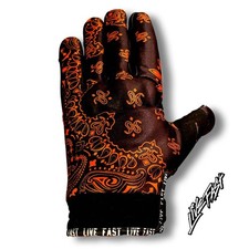 Black  Orange Paisley Motorcycle Gloves
