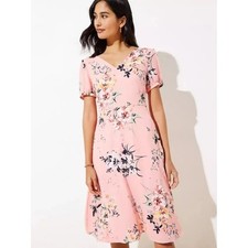 LOFT Floral Smocked Midi Dress