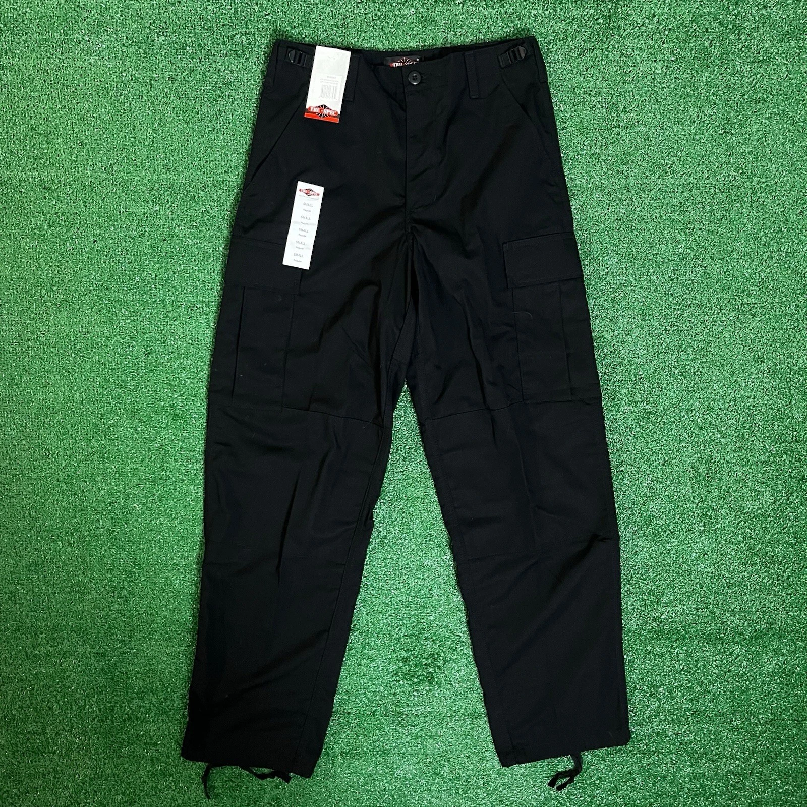 Tru-Spec Tactical Pants Mens Sz Small REG Black Cargo Ripstop Canvas Trousers