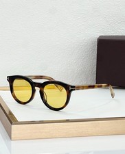 Tom Ford FT1325 Icon Round Sunglasses Dark Tortoise Yellow Lens 47-23-145 New