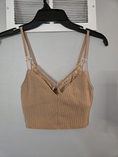 Aerie Paisley Lace Layered Bralette Ribbed Ta...