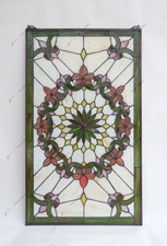 20" x 34" Tiffany Style stained glass window panel. HF50