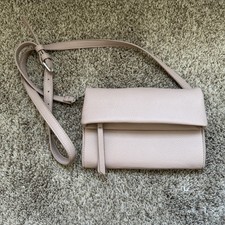 Blush dusty Pink Casual Leather Fold Over Crossbody Wallet Bag Purse