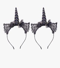 2 pcs. Lace Cat Ears Unicorn Headbands Hoops - Gothic Halloween