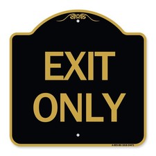 Exit Only Aluminum Architectural Sign 18x18 Heavy Gauge Black Gold USA