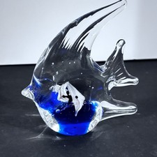Art Glass Hand Blown Murano Style Angel Fish Figurine Paperweight Decor