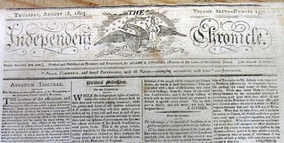 1803 newspaper w report ALEXANDER HAMILTON being born on ST CROIX in  CARIBBEAN