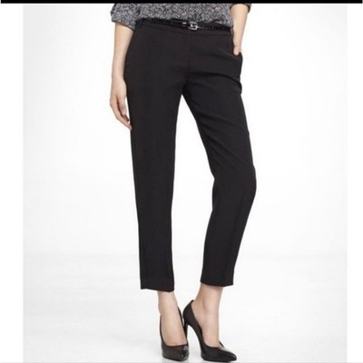 Express Editor Black Ankle Straight Pants Size 10S Business Casual Office