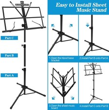Music Stand Foldable  Portable Metal Sheet Music Stand with Carrying Bag,