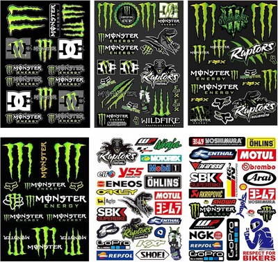 Diyxisk 6 Stk Monster Scratch Aufkleber | Motorrad Helm Motocross Sticker Kit
