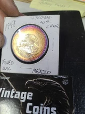 1948 CINCO PESO SILVER LEY .900 🌈MONSTER RAINBOW MEXICAN ELECTRIC🔥🔥🔥