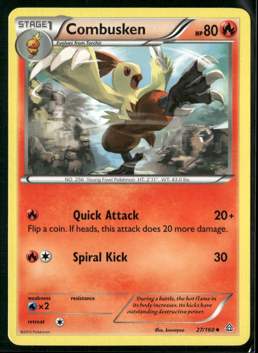 Combusken 27/160 Uncommon Primal Clash Pokemon Lightly Played