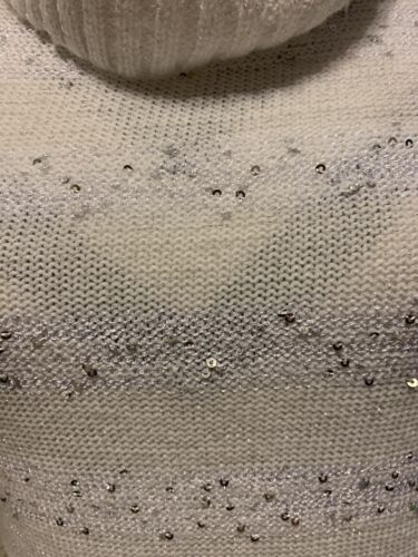 IZ BYER Mädchen Rollkragen Pullover Kleid weiß silber schimmernd Pailletten Gr. XL - Bild 3 von 7