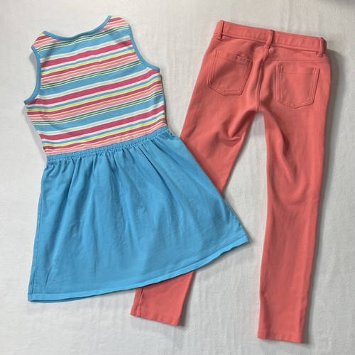 Gymboree Girl’s Striped Color & Blue Dress & Leggings Outfit Sz 8 - Picture 2 of 10