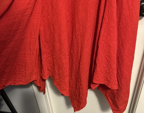 Vintage rot Baumwolle Gaze Taschentuchsaum 80’s Cutout Back Midi/Maxikleid L/XL - Bild 7 von 8