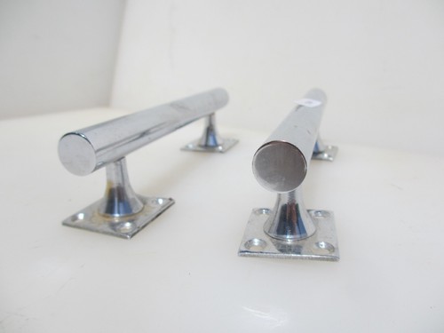 Vintage Chromed Brass Door Handles Shop Pulls Antique Old Art Deco Chrome 6.5" - 第 6/13 張圖片