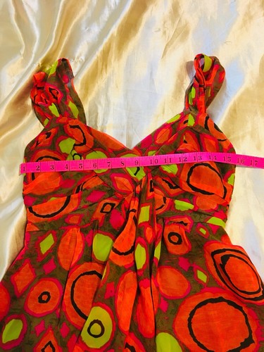 NANETTE LEPORE Women's Size 2 Small Orange Geometric Silk Tank Top Blouse Summer - Picture 9 of 10