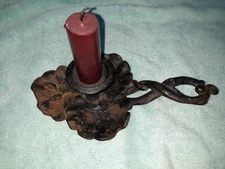 PRIMATIVE IRON VICTORIAN CHAMBERSTICK CANDLEHOLDER