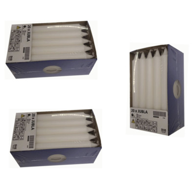 JUBLA Ikea Lüsterkerzen Stumpe 3x20er Pack (= 60!) duftneutral weiß 19cm
