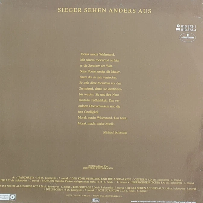 Morak – Sieger Sehen Anders Aus (Vinyl, 1983), deutsche Pressung, excellent (EX) - Bild 2 von 4