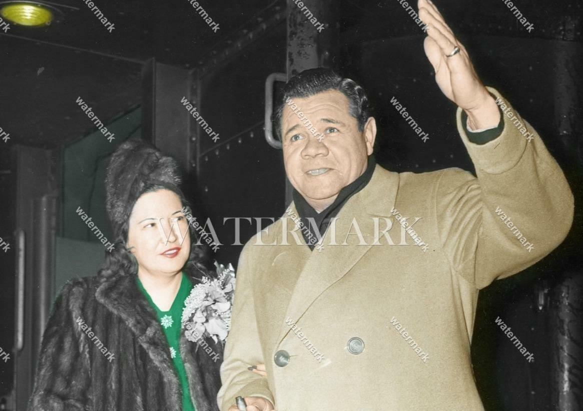 CN319 Babe Ruth Says Goodbye with Wife 8x10 11x14 16x20 Colorized Photo ...